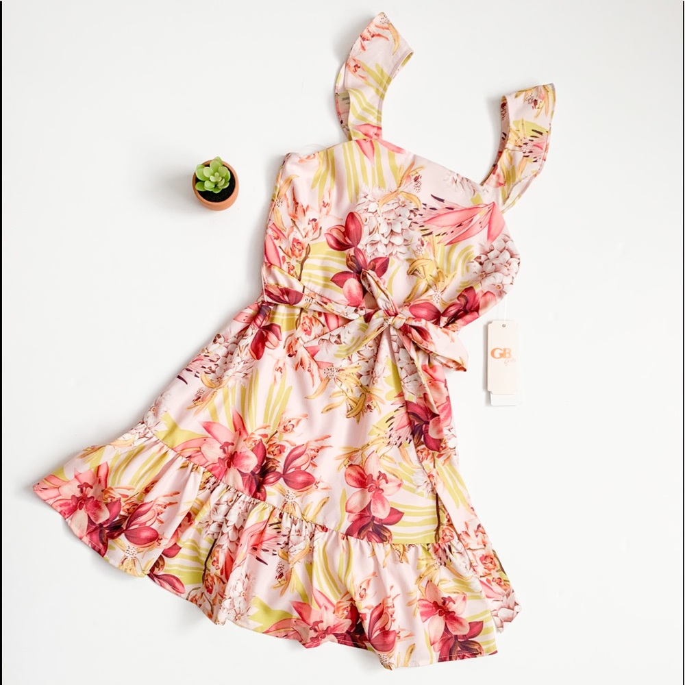 GB Girls Floral Sleeveless Ruffled Dress